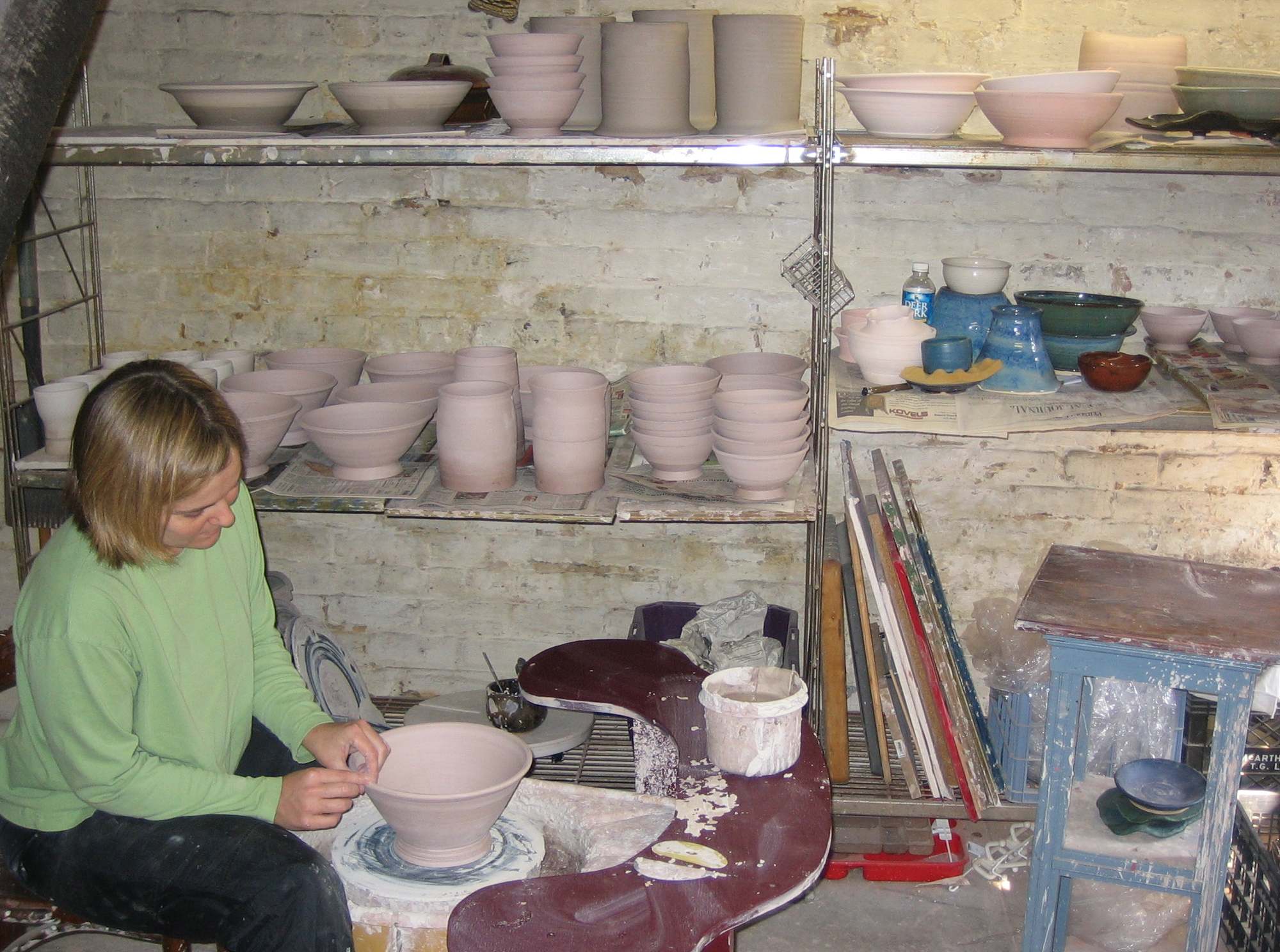 Stephanie Kiefer in her pottery studio